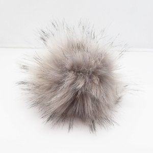 $6 Add-on Removable Natural Gray Pompom with Snap